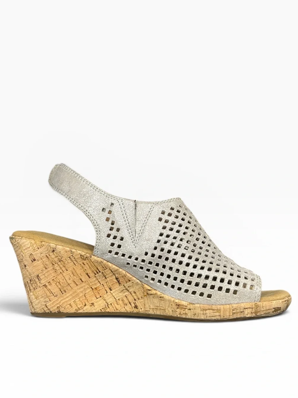 Rockport Briah Perf Sling Wedge Sandal in Taupe Leather Women’s Size 5